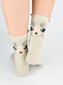 Skarpety bawełniane kot buźka SB156 mix - Noviti