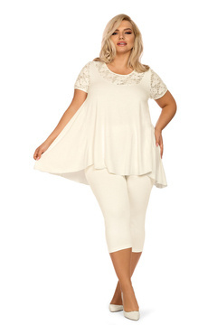 Elegancka kremowa piżama 3/4 Hamana Elimar S-5XL