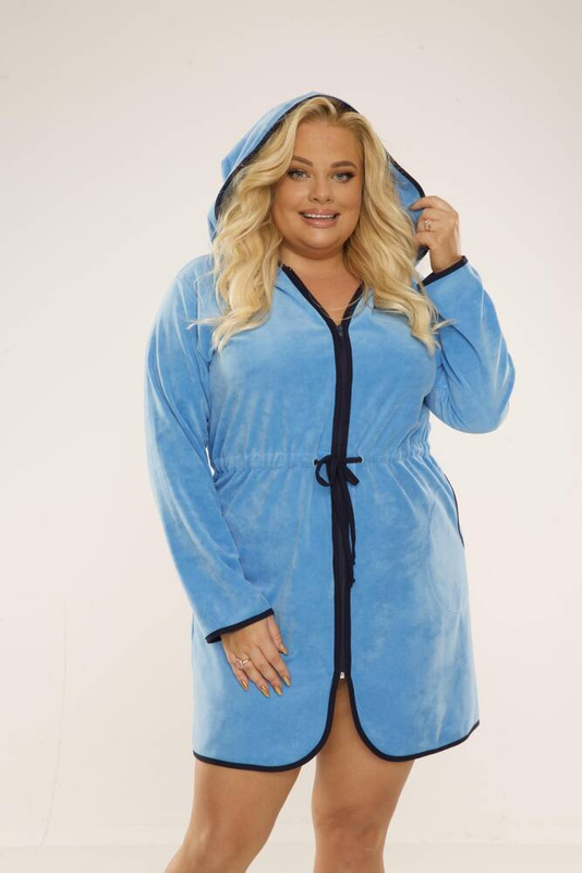 Welurowy szlafrok damski z kapturem De Lafense - 313 / Desiree