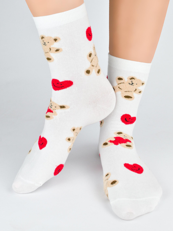 Skarpety bawełniane miś serca SB155 mix - Noviti