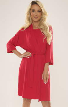 Cienki krótki szlafrok malinowy De Lafense 871 KOLEKCJA VISA