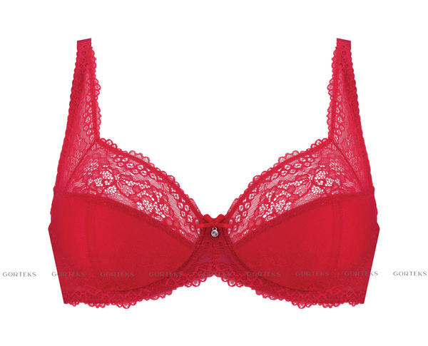 Czerwony koronkowy biustonosz półusztywniany Gorteks SCARLET/B3