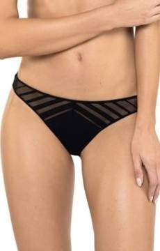 Figi czarne ze wzorem w paski Gorteks LUNA/F