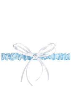 Wąska niebiesko-biała podwiązka z kokardką Julimex PW-16 TOKIO
