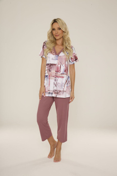 Wiskozowa letnia piżama De Lafense 777 Violet M-4XL