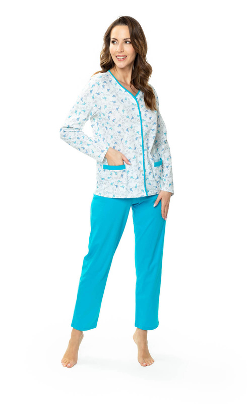 Bawełniana rozpinana piżama damska Mewa Anna 6566