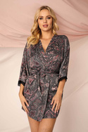 Satynowy wzorzysty szlafrok damski Unikat INDIA