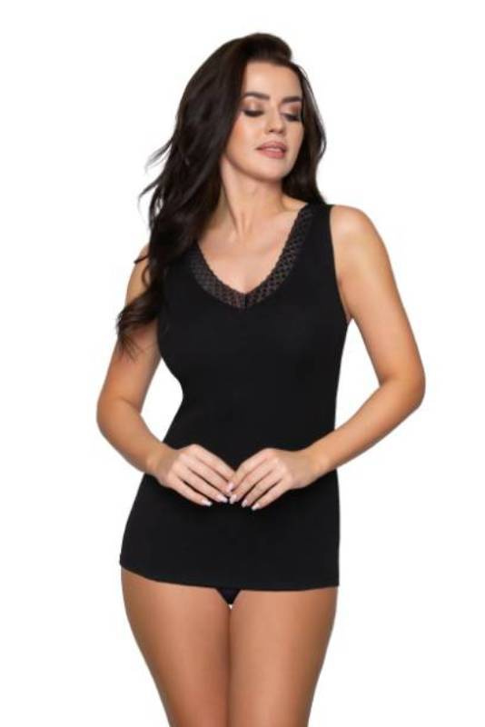 Bawełniana czarna koszulka damska Babell EWELINA