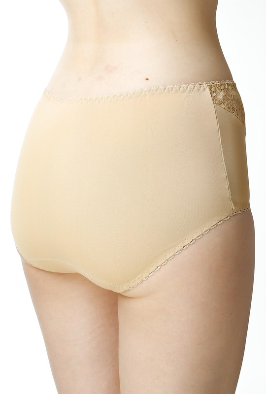 Figi damskie Liza wysoki stan z koronką kol. beżowy - Mewa