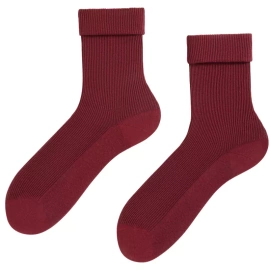 Bordowe bezuciskowe skarpetki damskie z wywijanym ściągaczem Wola Perfect Woman