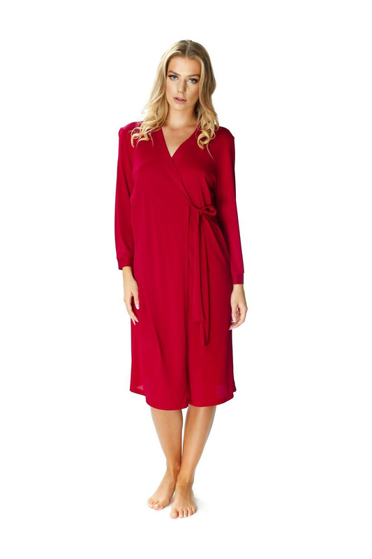 Elegancki peniuar damski Wiktoria 6386 burgund - Mewa