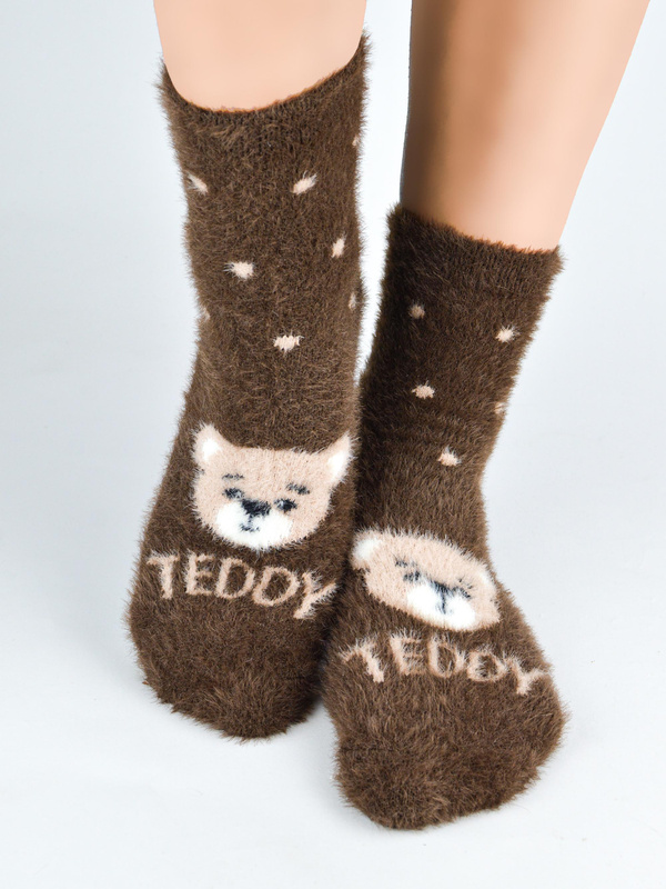 Skarpety puchate teddy mix 3 kolory (brązowe, beżowe, ecru) - Noviti SP016