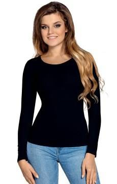 Gładka czarna koszulka damska Babell Manati z długim rękawem