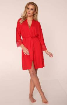 Elegancki krótki szlafrok czerwony De Lafense Fanny 342 S-4XL