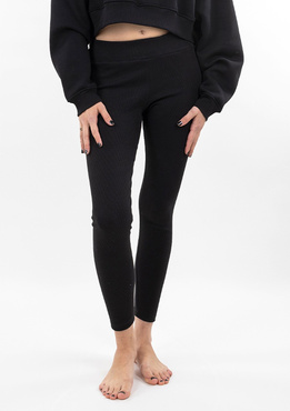 Legginsy DK-K-B13 - czarny bawełna prążki - Dkaren