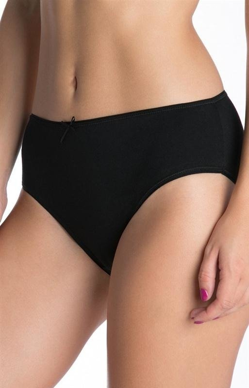 Czarne bawełniane gładkie figi damskie Lama - 400 Bikini