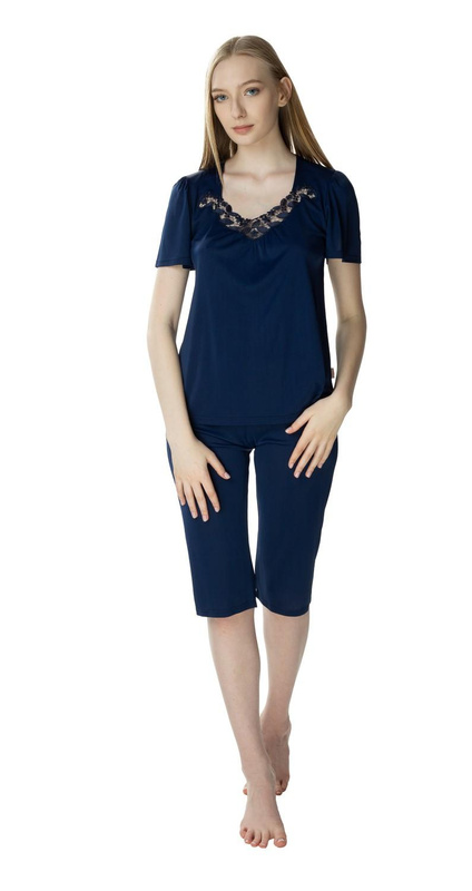 Damska dwuczęściowa piżama Matylda 3639 granatowy - Mewa