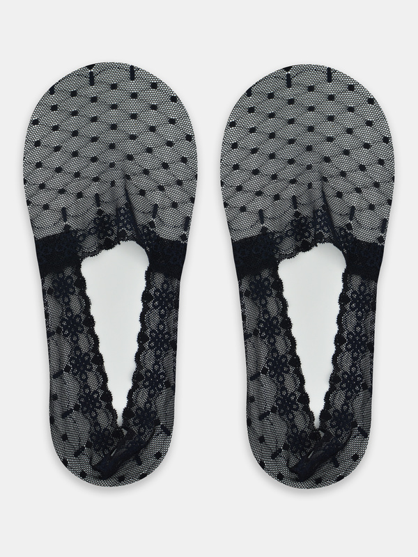 Stopki niskie koronka silikon ABS czarne Noviti SN052