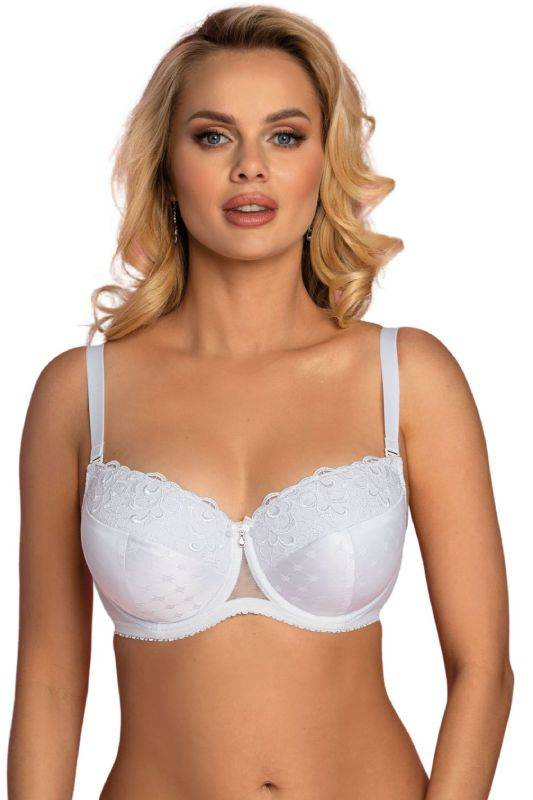 Biały usztywniany biustonosz VENA VB-442 z satynowym wykończeniem