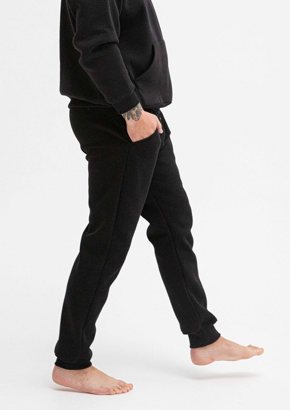 Spodnie męskie dresowe DK-K-B14 czarny bawełna gruba - Dkaren