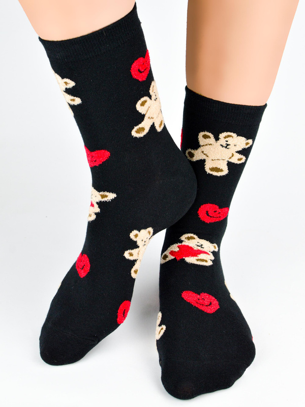Skarpety bawełniane miś serca SB155 mix - Noviti
