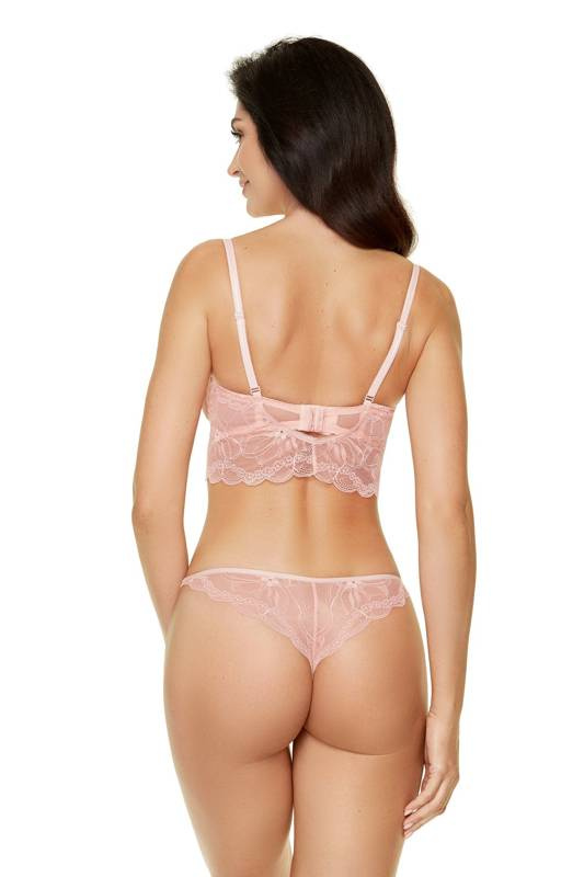 Koronkowy różowy półgorset push-up Gorteks CHARLIZE/PG1