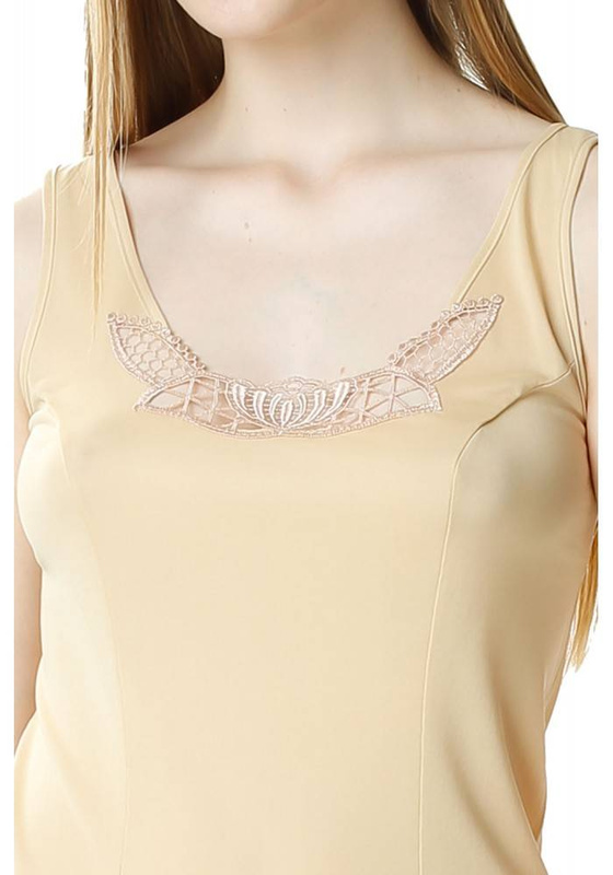 Beżowa koszulka na ramiączkach Mewa 4139 z jedwabiu Vistex