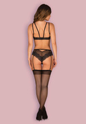 Sexy komplet biustonosz i figi z paskami do pończoch Obsessive Allastia