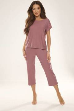 Koszulka ze spodniami 7/8 De Lafense 696 Freya w kolorze jagodowym