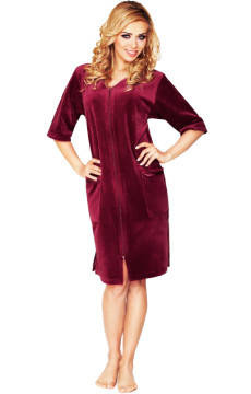 Bordowa podomka Wanmar na zamek, rękaw 3/4