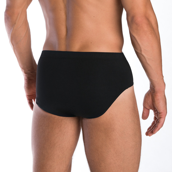 Gładkie czarne slipy męskie Lama 4000 dwupak