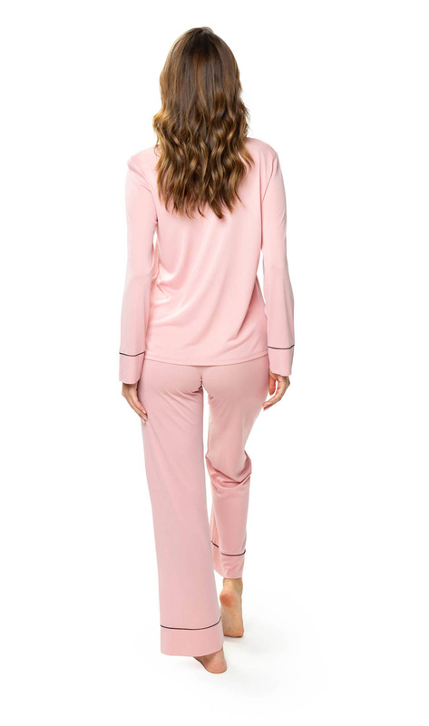 Różowa rozpinana piżama damska Mewa Elitte 6562 z jedwabiu Vistex