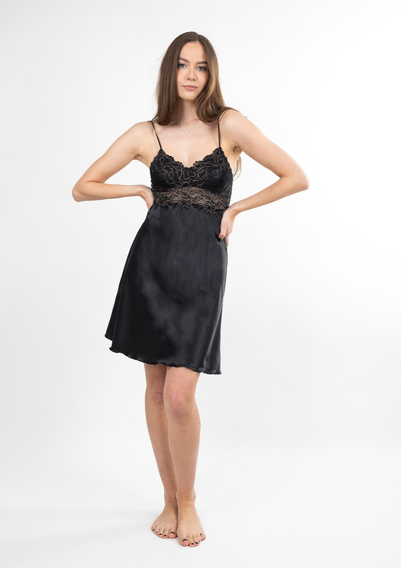 Zmysłowa Halka Truda - satyna czarny - Dkaren