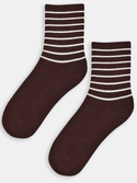 Skarpety damskie z wełną w paski SB140 brązowe - Noviti