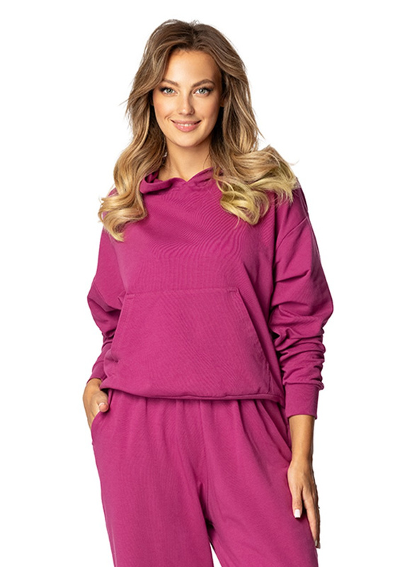 Modna bluza z kapturem DK-K-B8 - niebieski bawełna - Dkaren