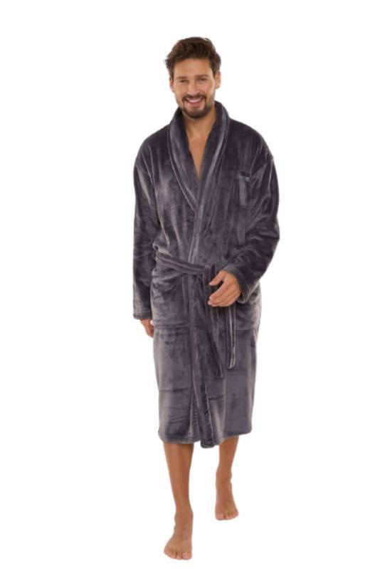 Grafitowy szlafrok męski De Lafense 716 Rafael