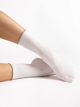 Skarpetki Fiore SASSY z ozdobną niteczką- białe