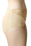 Figi damskie Liza wysoki stan z koronką kol. beżowy - Mewa