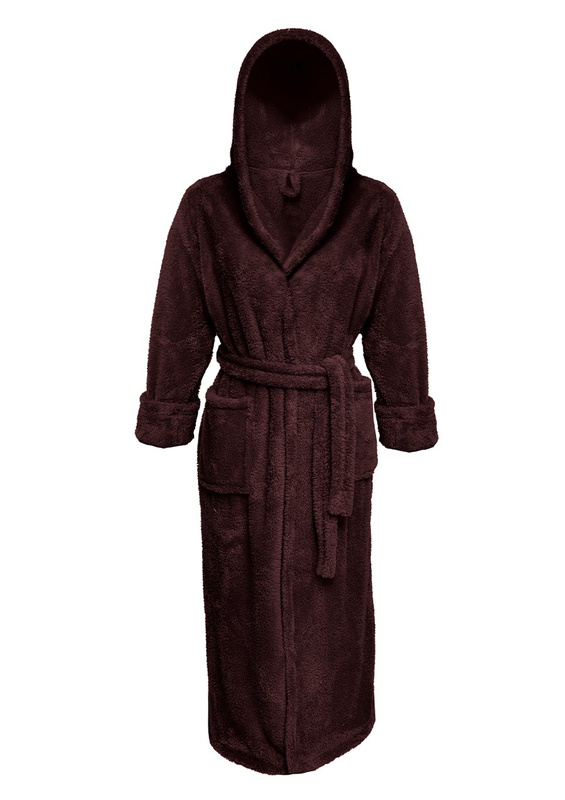 Puchaty szlafrok/ podomka męska z kapturem 130 czerwony- Dkaren