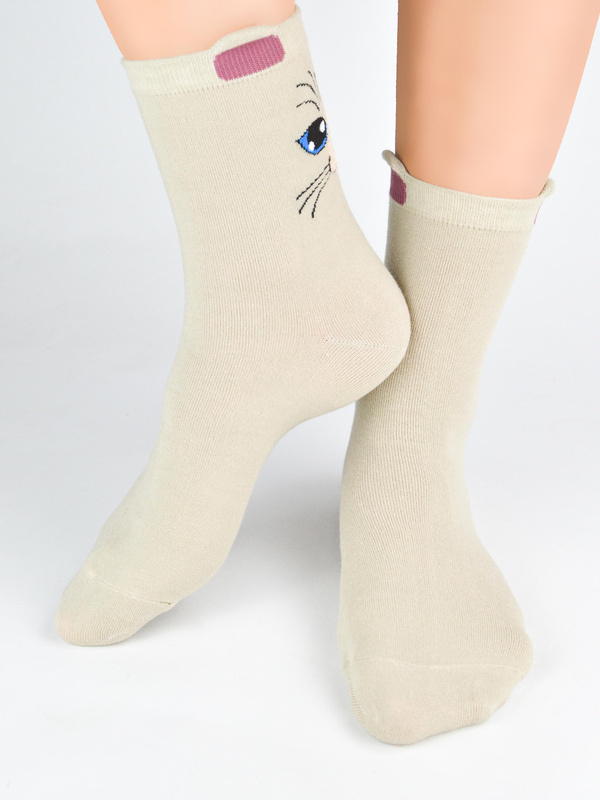 Skarpety bawełniane kot buźka SB156 mix - Noviti