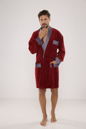Welurowy, elegancki szlafrok męski De Lafense - 772  z satynowym wykończeniem