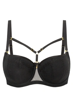 Czarny biustonosz ze zmysłowymi paskami VB-475 VENA