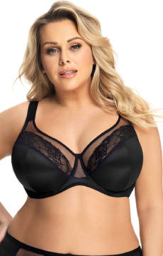 Czarny miękki biustonosz z ramiączkami z pianką Gorsenia K441 LUISSE