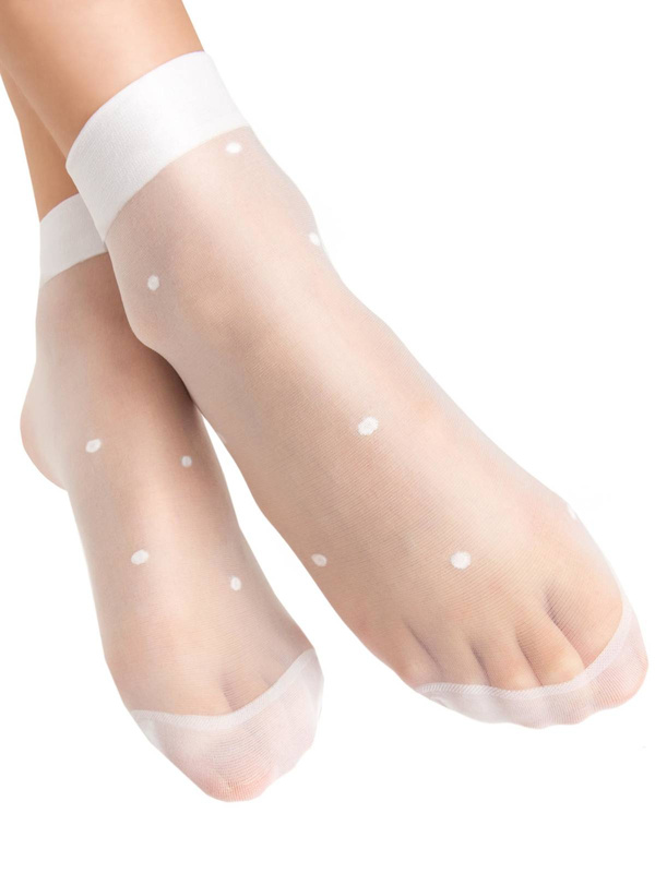 Białe skarpetki dziewczęce w kropeczki Noviti SM004 dwupak