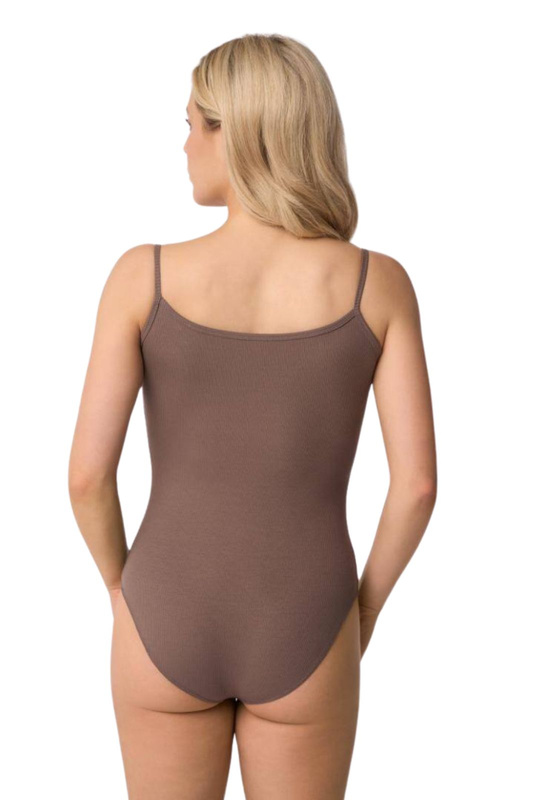 Bawełniane body damskie na ramiączkach Babell Tia w kolorze kakao