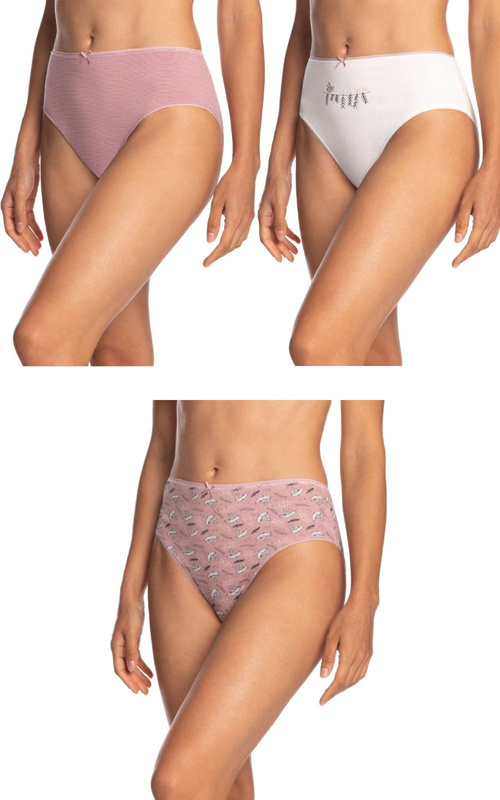 Bawełniane figi damskie Lama 3-pak Bikini - jasne kolory