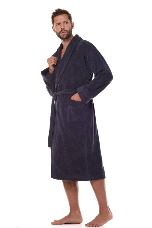 Bawełniany szlafrok męski L&L 2450 antracyt