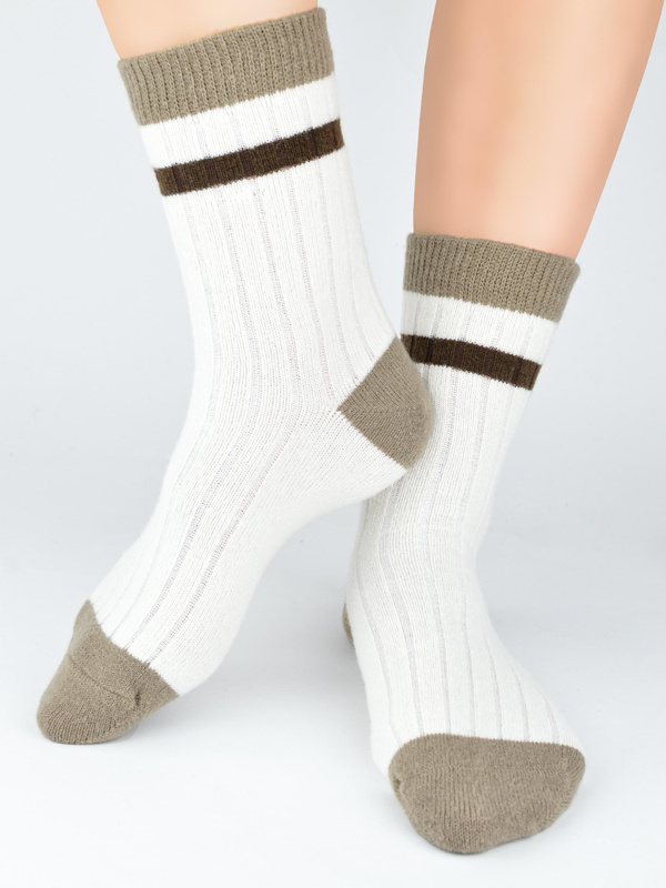 Skarpety damskie z wełną mix 6 par SB 138 tonacja beżowa - Noviti