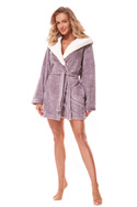 Fioletowy ciepły szlafrok z kapturem L&L 2318 LOOP ametyst