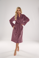 Ciepły szlafrok z kołnierzem De Lafense 628 Abigail w kolorze jagodowym